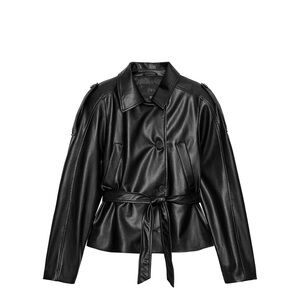 Zara Faux Leather Belted Jacket
